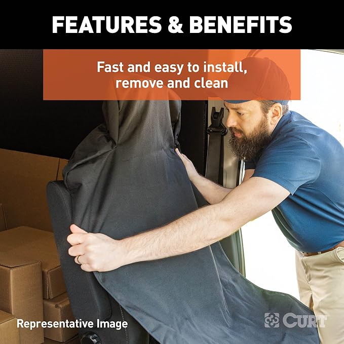 CURT 18500 Seat Defender 58-Inch x 23-Inch Grey Waterproof Universal Bucket Car Seat Cover Protector