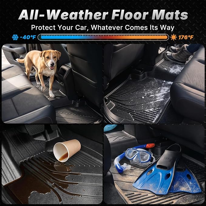 OEDRO Floor Mats Full Set & Backrest Fit for 2027-2023 Honda HR-V & 2025 2026 Acura ADX, Custom Fit TPE All Weather Floor Liners for HRV EX-L/LX/Sport, Car Mats Set Protectors Accessories