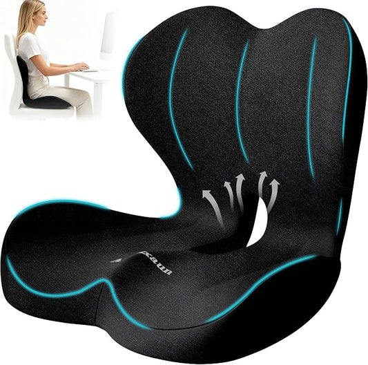 Memory Foam Seat Cushion for Office Chair and Car Seat | Sciatica & Hip & Coccyx Pain Relief Desk Chair Cushion for Long Sitting Office Workers, Car Drivers, Wheelchair, Home