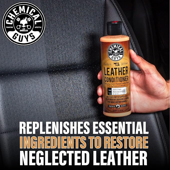 Chemical Guys, Leather Cleaner & Conditioner Kit, Travel Size, 2 x 4 oz | Two-step kit cleans then conditions seats, bags and boots, pH-balanced for natural and sealed leather