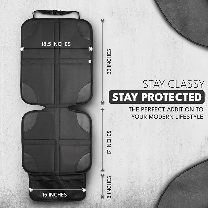 EcoNour Car Seat Protector 2 Pack, 600D Waterproof Fabric with Thick Padding, Non-Slip Backing, Seat Cover Mat for Baby Car Seat & Pets, Guards Against Spills, Stains & Scratches