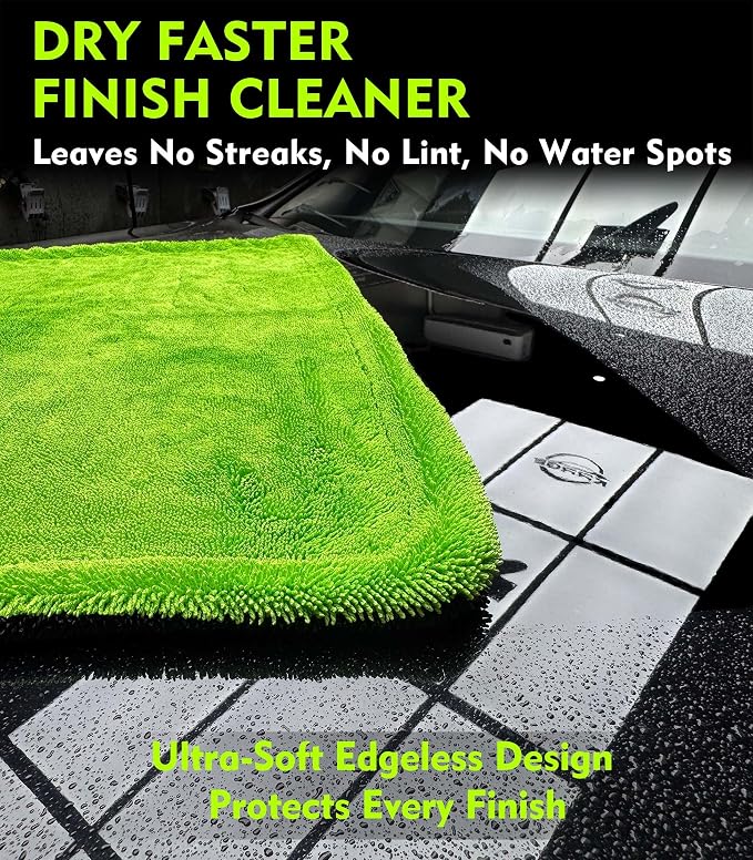 2-Pack 1300GSM Car Drying Towel - Microfiber Towels for Cars 36" x 24", Drying Towels Car Detailing, No Scratch, Super Absorbent, Extra Large Twisted Loop Microfiber Cloth Car Wash Towels, SUV Truck