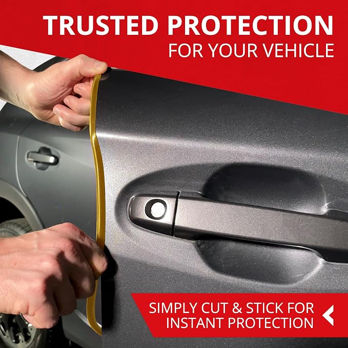 All-Fit Automotive Car Door Edge Protector – Universal DIY Edge Trim to Prevent Scratches & Dings – Flexible Adhesive Molding Trim for Cars, Trucks & SUVs (10 Ft - Gold)