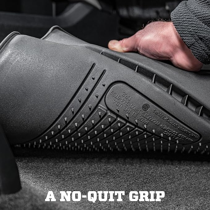 Husky Liners Weatherbeater Floor Mats | Fits 2014 - 2018 Chevrolet Silverado & GMC Sierra 1500 Crew Cab; 15-19 Silverado/Sierra 2500/3500 Crew Cab (Footwell Cvg) | Front & 2nd Row, 3-pc Black - 98231