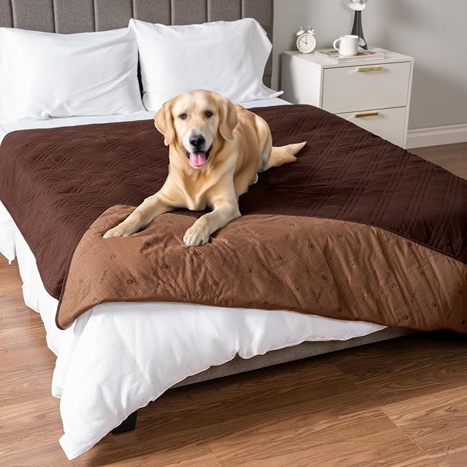 PetAmi Waterproof Couch Cover for Dogs, Non-Slip Leakproof Sofa Furniture Protector for Pet Cat, Machine Washable Bed Blanket for Car Seat, 102x82 Brown