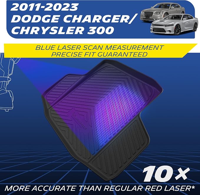Michelin Vehicle Mats, All-Weather TPE Custom Fit Liner for 2011-2023 Dodge Charger RWD/Chrysler 300 (1 Piece), Premier