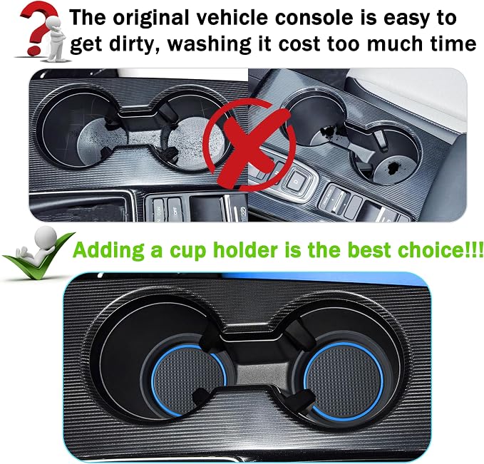 for Honda Civic Accessories 2026 2025 2024 2023 2022 Cup Holder Inserts Center Console Liner 3D Silicone Cup Holder Coaster Protector Mat Pad Non-Slip Interior Decoration for Civic 3Pcs (Blue)