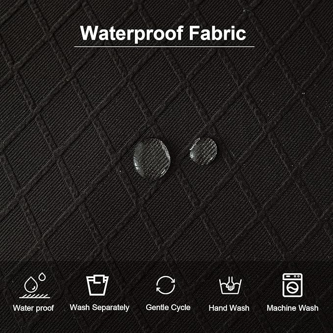 Genina Waterproof Seat Covers for Dining Room Chairs Covers Dining Chair Cover Kitchen Chair Covers (Black, 2 Pcs)