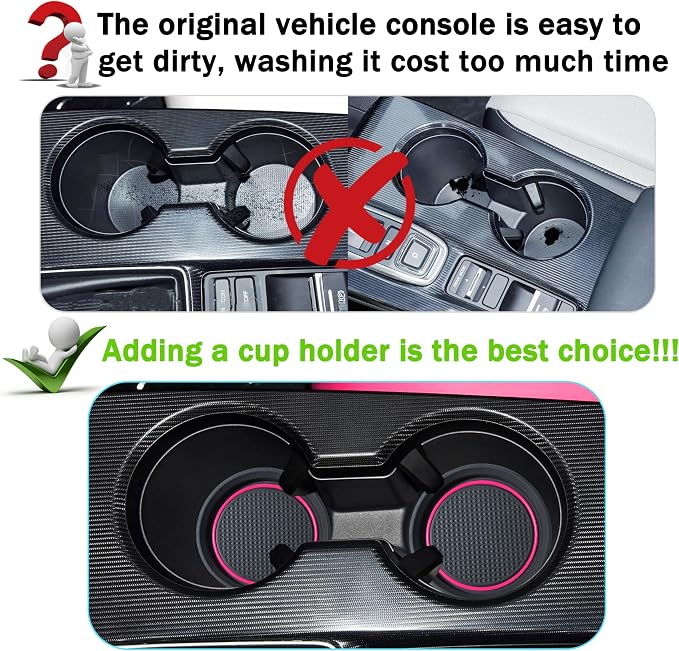 for Honda Civic Accessories 2026 2025 2024 2023 2022 Cup Holder Inserts Center Console Liner 3D Silicone Cup Holder Coaster Protector Mat Pad Non-Slip Interior Decoration for Civic 3Pcs (Pink)