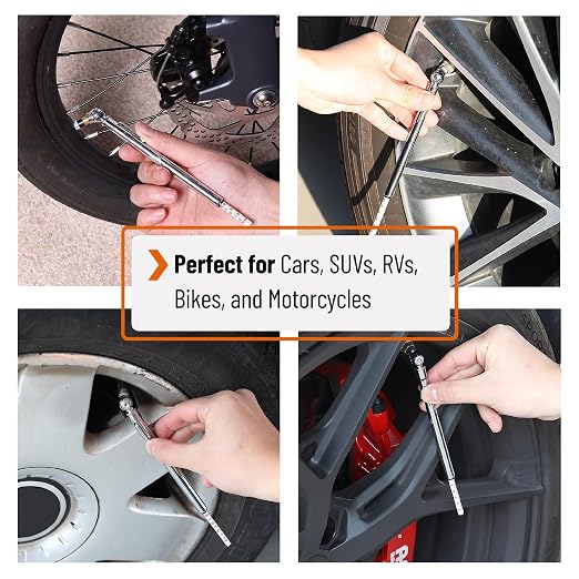 UNCO- Pencil Tire Pressure Gauge, 2 Pack, 10-75 PSI, Black - Air Gauge for Car Tires