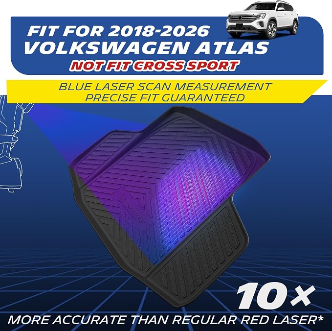 Michelin Vehicle Mats, All-Weather TPE Custom Fit Liner for 2018-2026 Volkswagen VW Atlas 6 & 7 Seats (1 Piece), Not fit Cross Sport, Premier