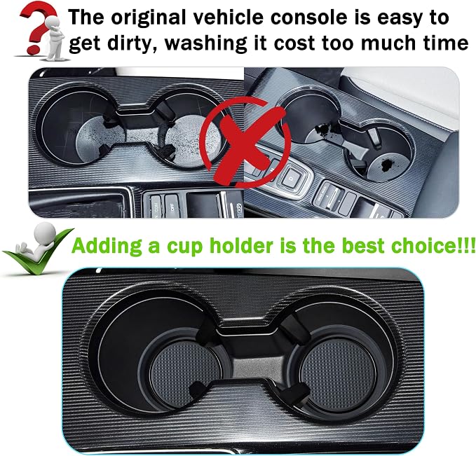 for Honda Civic Accessories 2026 2025 2024 2023 2022 Cup Holder Inserts Center Console Liner 3D Silicone Cup Holder Coaster Protector Mat Pad Non-Slip Interior Decoration for Civic 3Pcs (Black)
