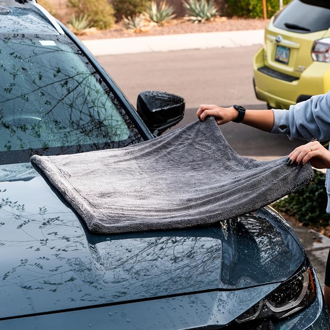 Drying Microfiber Towel Large 24x35 Inch 1400 GSM, Edgeless Scratch-Free, Twisted Loop, Super Absorbent, Professional Grade Material, Heavy-Duty, Soft Durable, Car Drying Towel,