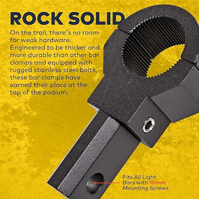 Off-Road ATV UTV Light Bar Mount Mounting Bracket Mini Bar Clamp Kit [0.75"/1"/1.25" Inch] [360-Degree] [2 Stud Sizes] [Aluminium] [1 Unit] Bull Bar Roll Bar Clamp Roll Cage Clamps Mount for ATV UTV