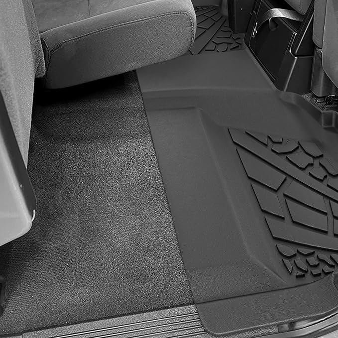 KARPAL Floor Mats for 2007-2013 Chevy Silverado & GMC Sierra 1500 Crew Cab / 2007-2014 2500/3500 HD(Footwell Coverage), All-Weather TPE Custom Fit Floor Liners Car Accessories