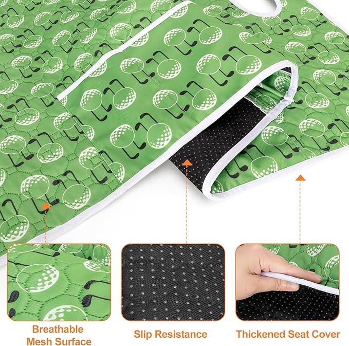 PGmoon Golf Cart Seat Covers with 4 Front Pockets & Nonskid Bottom