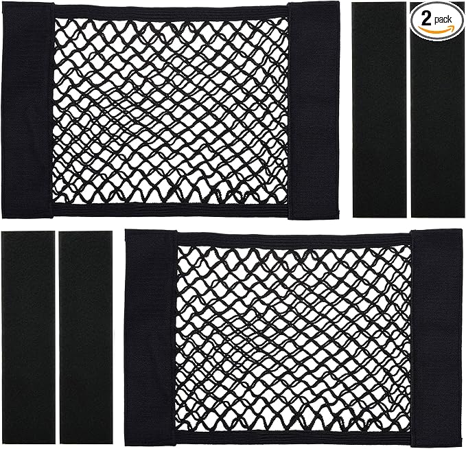 Cosmos Universal Mesh Cargo Net Wall Sticker Organizer Pouch Bag Storage Mesh Net for Car Trunk, Pack of 2 with Tape Stickers