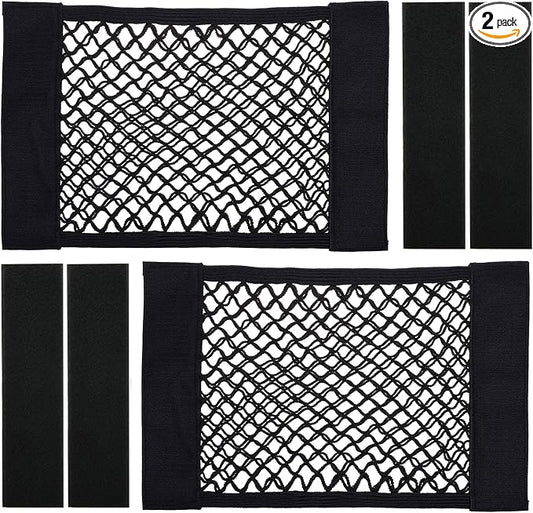 Cosmos Universal Mesh Cargo Net Wall Sticker Organizer Pouch Bag Storage Mesh Net for Car Trunk, Pack of 2 with Tape Stickers