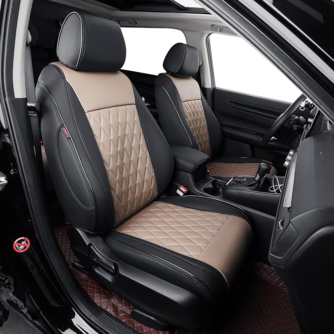 EKR Car Seat Covers for Honda CRV 2017-2022 Leatherette Full Set | Custom Fit for Honda CRV 2017 2018 2019 2020 2021 2022,Factory-Style Interior Upgrade,Full Wrap,Faux Leather(Red/Black)