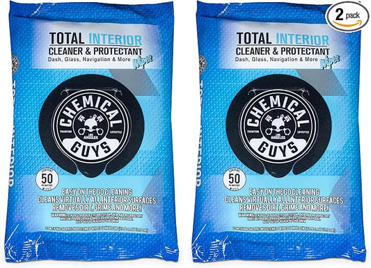 Chemical Guys PMWSPI22050 Total Interior Cleaner & Protectant Wipes Mega 100 Pack, Safe for Cars, Trucks, SUVs, Jeeps, Motorcycles, RVs & More ( 50 Ct)