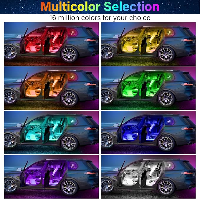 BFXM Car Interior Lights, 72LED Lights Strip with Cigarette Lighter Adapter | App & Remote Control Music Sync Color Change, Interior Car Lights for Car Decor, Car Accessories for Women Men