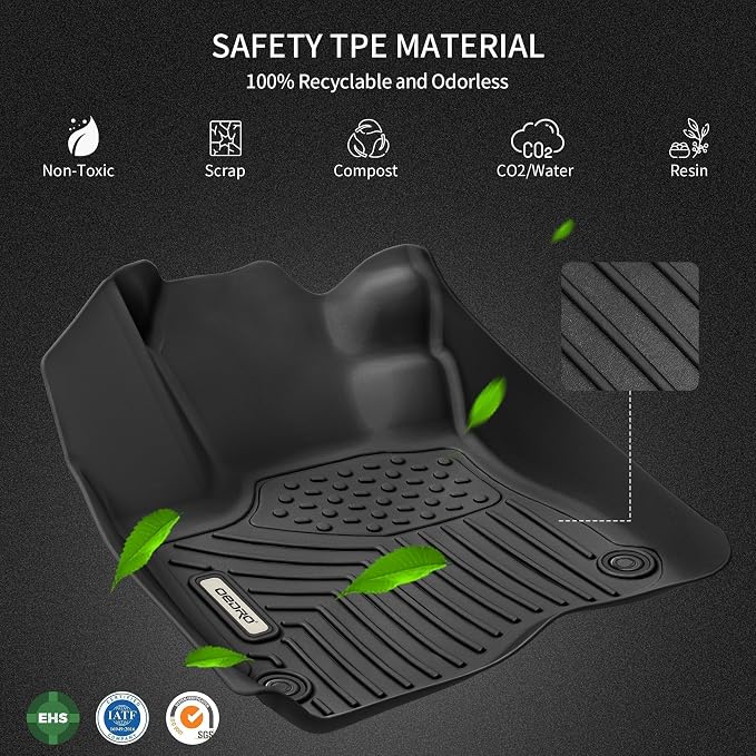 OEDRO Floor Mats Fit for 2013-2018 Dodge Ram 1500/2500/3500, Crew Cab ONLY | 2019-2024 Ram 1500 Classic (NOT for New Body) with 1st Bench Seats, 2 Row Liner Set (Over-Hump Front & 2nd Seat)
