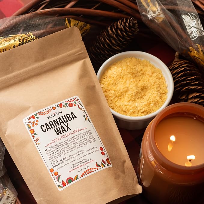 Carnauba Wax Flakes for DIY Balms, Candles & Skincare | Natural Vegan Wax, Ingredient for Lip Balm, Salves & Leather and Wood Finishing | 100% Pure | 8 oz Pouch