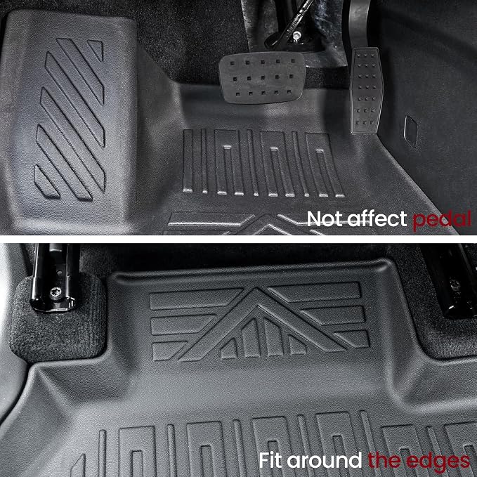 Floor Mats Set for 2024-2026 Chevy Traverse & GMC Acadia, with Sub-Trunk Mat, Only for 7 Seats Captain Chairs, All Weather TPE Cargo Liner Door Sill Guards Accessories