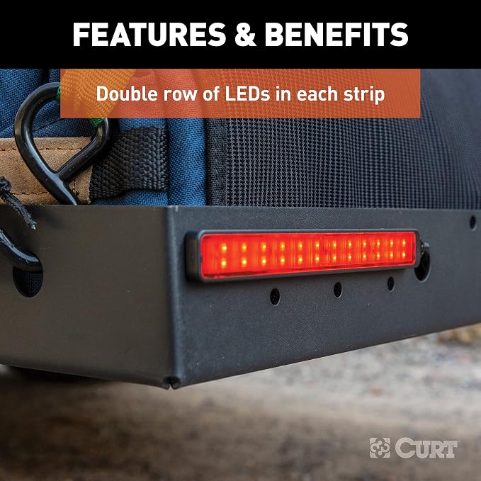 CURT 53201 Auxiliary Automotive LED Light Strips for Hitch Cargo Carrier, Bike Rack, 2-Pack