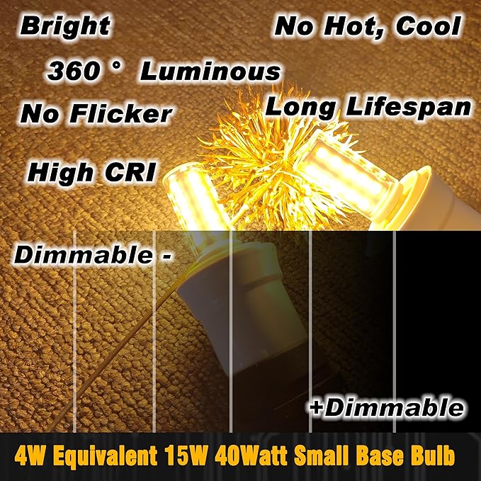 Dimmable Himalayan Salt Lamp Bulb 2700K Warm White 4W E12 Base, 8 Pack | AC120V, 400lm, 15W-40W Equivalent, S6 C7 Candelabra, Salt Rock Lamps & Baskets Night Light Decorative String Light Christmas