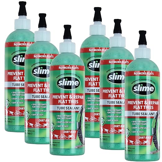 Slime 10004-6PK Dirt Bike Tube Puncture Repair Sealant, Prevent and Repair, suitable for all Dirt Bikes with Tubes, Non-Toxic, Eco-Friendly, 6 x 16oz bottle