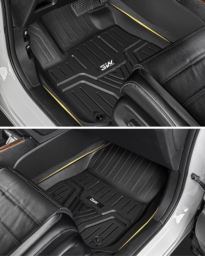3W Floor Mats & Cargo Liner Fit for Honda CR-V 2017-2022(Not Fit for Hybrid), All Weather TPE Custom Fit Floor Liner 1st, 2nd Row and Full Set Trunk Car Mats Black