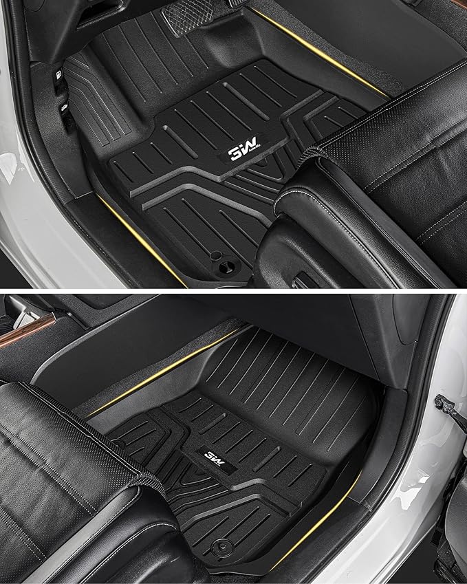 3W Floor Mats Fit for Honda CR-V 2017-2022 (Include Hybrid) TPE All Weather Custom Fit Floor Liner for Honda CRV 1st and 2nd Row Full Set Car Mats Black