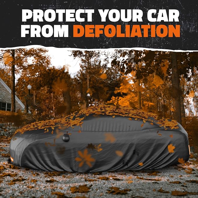 Mockins 175"x70"x60" XS Sedan Car Cover Waterproof All Weather Protector | Heavy Duty 250G PVC & Cotton Lined Car Covers for Automobiles | Windproof Full Exterior Covers w/ Buckle Strap & Reflectors