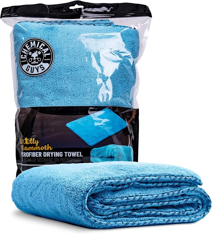 Chemical Guys, Woolly Mammoth Large Microfiber Drying Towel, Blue, 36 x 25 | Ultra-plush oversized towel soaks up water fast to dry the whole vehicle, soft and scratch-free on paint