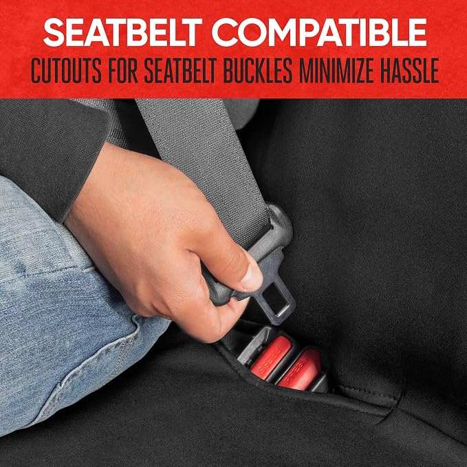 Motor Trend Front & Rear Car Seat Covers Full Set - Red Cloth Bucket Seat Covers for Front Seats + Waterproof Rear Split Bench Cover – Universal Fit for Car Truck SUV Van Interior Protection