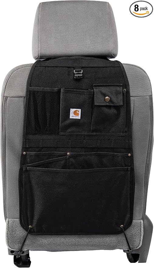 Carhartt Universal Nylon Duck Automotive Seat Back Organizer,Organization for Work and Kids,Black,(Pack of 8)