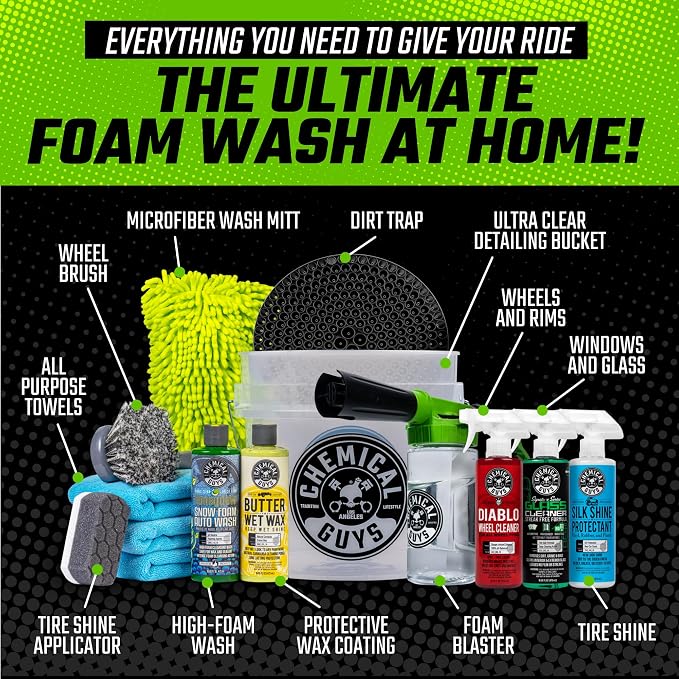 Chemical Guys, 14-Piece Arsenal Builder Car Wash Kit with Foam Blaster 6 | Foam Blaster, bucket, towels, soaps and waxes in one set, works with a garden hose, a gift-ready starter kit