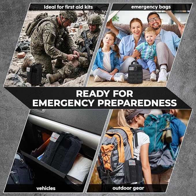 IFAK Trauma Kit with Tourniquet, Israeli Bandage, Splint, Tactical First Aid Kit for Car, Camping, Hiking and Travel with Molle Bag (66 Pack)