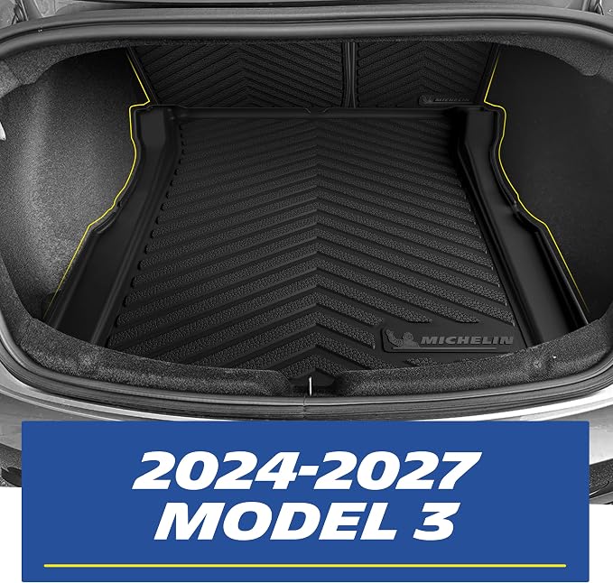 Michelin Vehicle Mats, Premier Series All-Weather TPE Custom Fit Liner for 2024-2027 Tesla Model 3 Floor Mats (8 Piece)