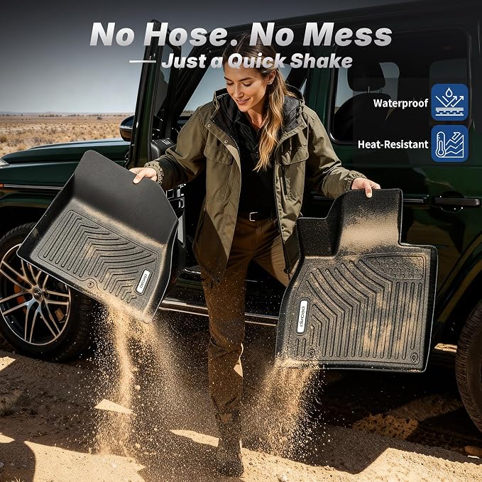 OEDRO Floor Mats Fit for 2019-2026 Chevy Silverado/GMC Sierra Denali 1500 & 2020-2026 Silverado/Sierra 2500HD/3500HD Crew Cab Without Rear Underseat Storage Box, TPE All-Weather Car Mats, Black