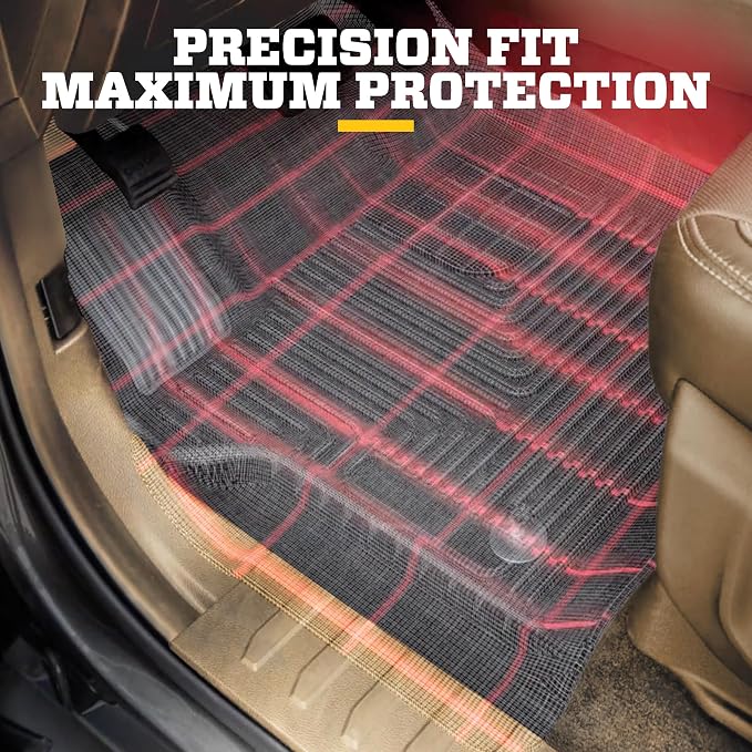 Husky Liners Weatherbeater Floor Mats | Fits 2015-2026 Ford F-150, 22-25 Lightning, SuperCrew (Crew Cab) w/Out Underseat Storage | 2nd Row, 1-pc Black - 19371