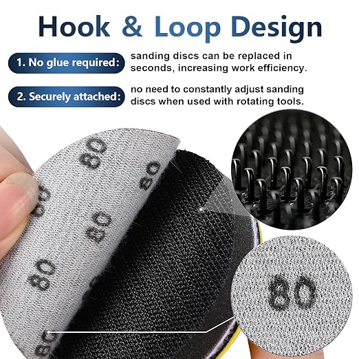 100 PCS 180 Grit 3 Inch Wet Dry Hook and Loop Sanding Discs, Silicon Carbide Round Sandpaper for Drill Polishing Kit, Sanding Sheets Assortment for Wood Metal or Auto
