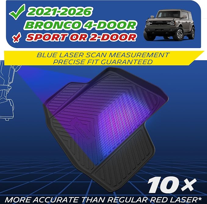 Michelin Vehicle Mats, All-Weather TPE Custom Fit Liner for 2021-2026 Ford Bronco 4-Door (1 Piece), Premier