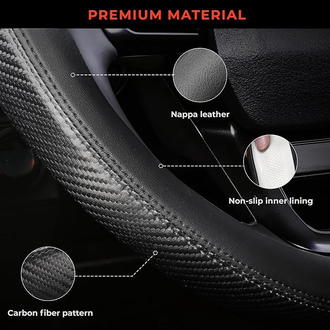 Steering Wheel Cover for Ford F150 F250 F350 1997-2026, Fit 15.5-16" Wheels (Black)