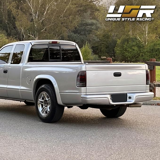 USR 97-04 Dakota PickUp Tail Light – Rear Tail Lamps (Left + Right) Pair - Compatible with 1997-2004 Dodge Dakota Pick Up Truck All Models/Trims (DARK SMOKE RED TAIL LIGHTS/PLUG AND PLAY READY)