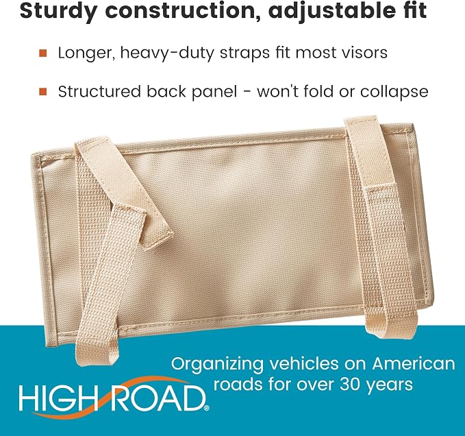 High Road Car Visor Organizer and Sun Visor Document Holder with Pockets | Slim Car Visor Organizer with Pockets Holds Registration and Insurance Cars, Pens and Papers Within Easy Reach