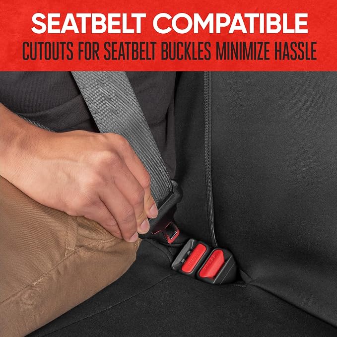 Motor Trend AquaShield Waterproof Beige Rear Split Bench Seat Covers for Trucks Rear Seat Cover Only - Black Car Seat Covers, Back Seat Cover Only - Durable Neoprene Spill Resistant for Kids & Dogs