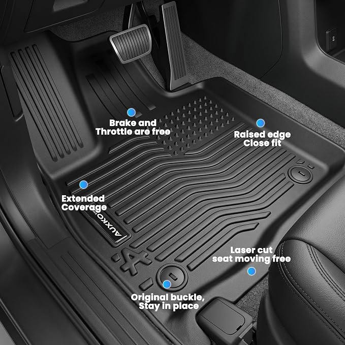 Auxko All Weather Floor Mats Fit for Kia Telluride 2027 7&8 Seater (Gasoline Not for Hybrid) TPE Rubber Liners Set All Season Guard Odorless Anti-Slip Floor Mats