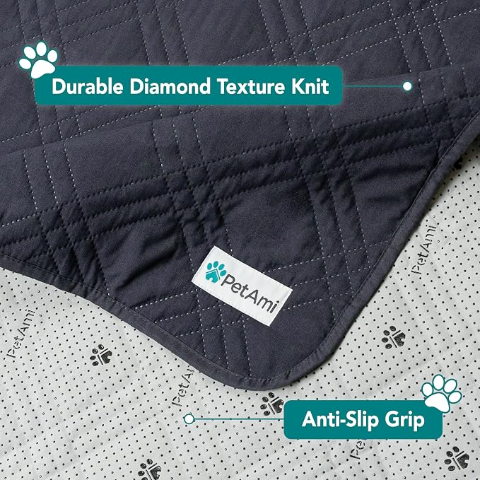 PetAmi Waterproof Couch Cover for Dogs, Non-Slip Leakproof Sofa Furniture Protector for Pet Cat, Machine Washable Bed Blanket for Car Seat, 102x82 Gray